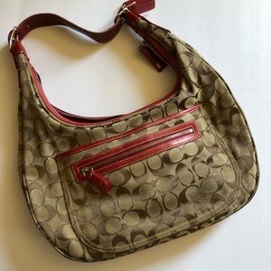 Coach Soho Hobo Shoulder Bag k1k-6070 khaki / red